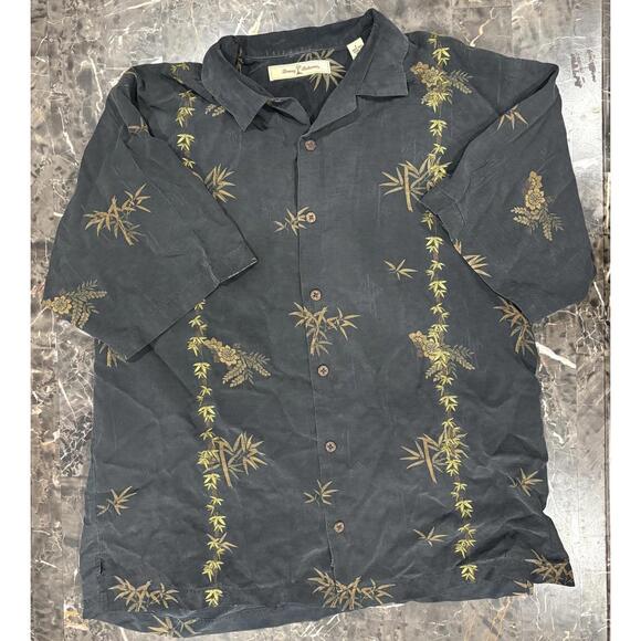 Tommy Bahama 100% Silk Men's Size Large Floral Button Up Hawaiian Shirt - Picture 1 of 8
